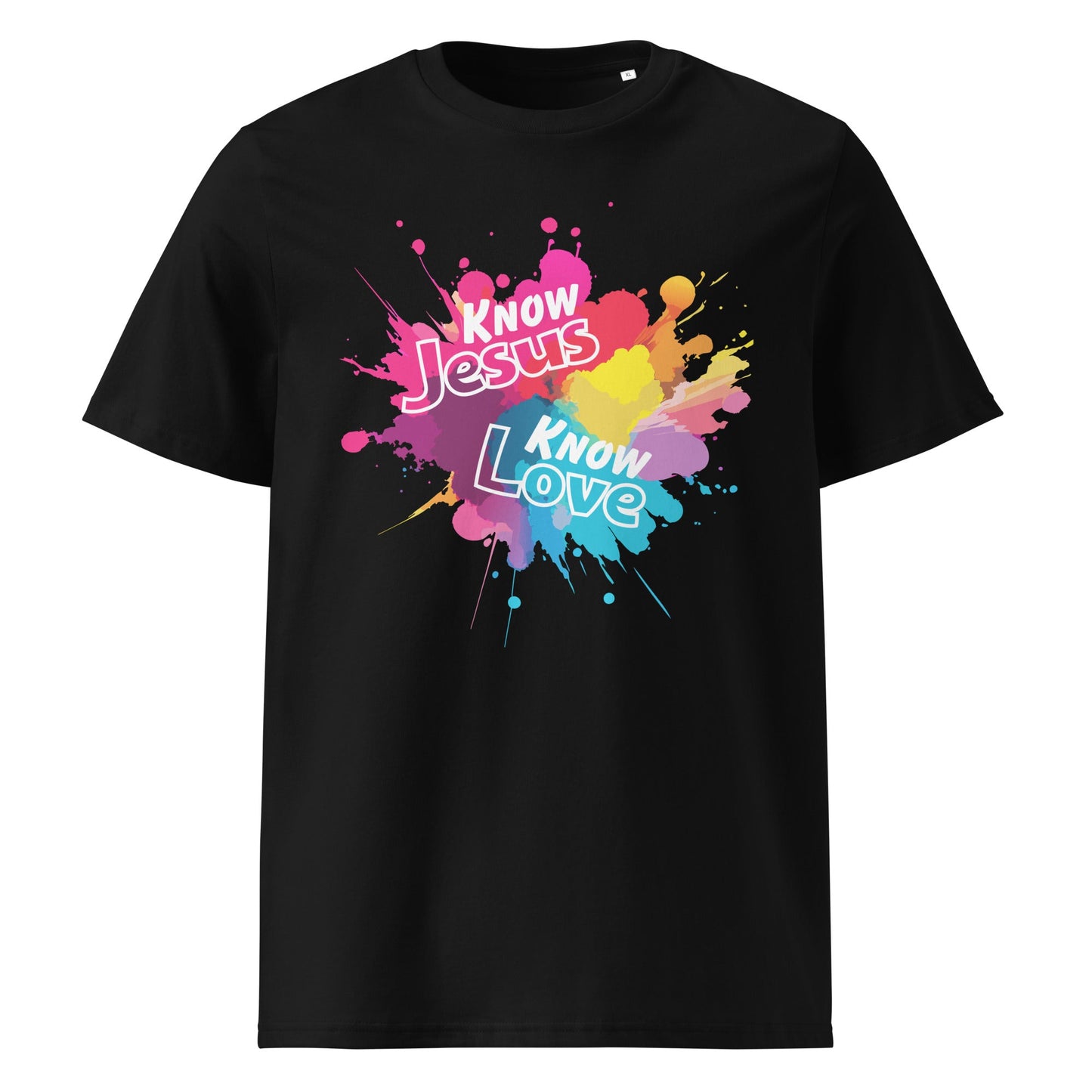 Know Jesus 100% Organic Cotton T-Shirt-Black-S-Perfect Love Designs
