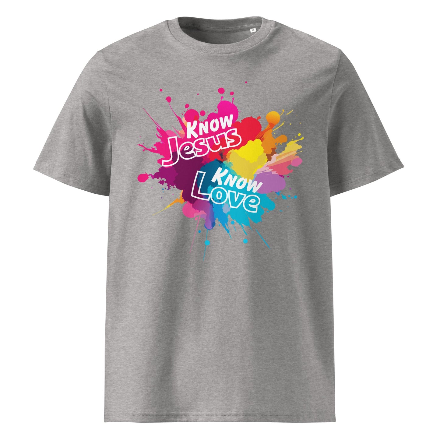 Know Jesus 100% Organic Cotton T-Shirt-Heather Grey-S-Perfect Love Designs