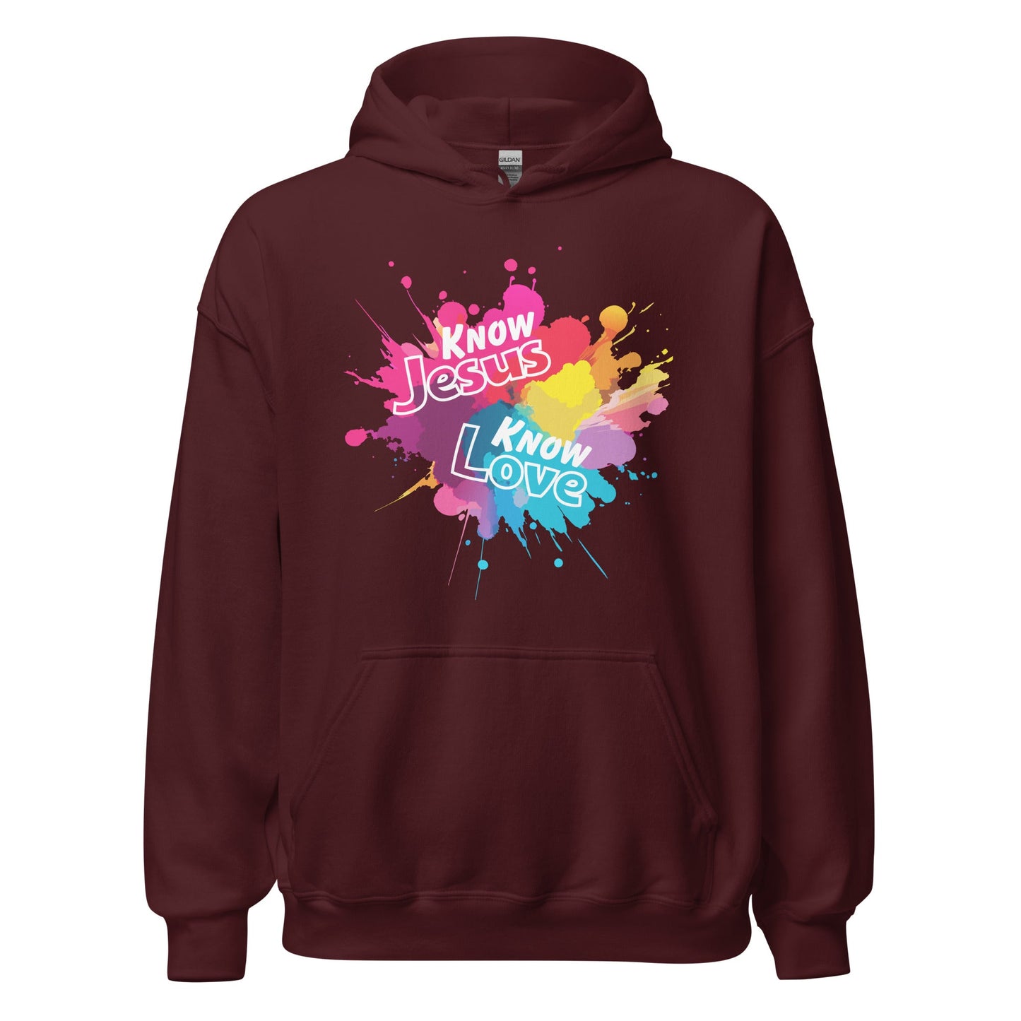 Know Jesus Hoodie-Maroon-S-Perfect Love Designs