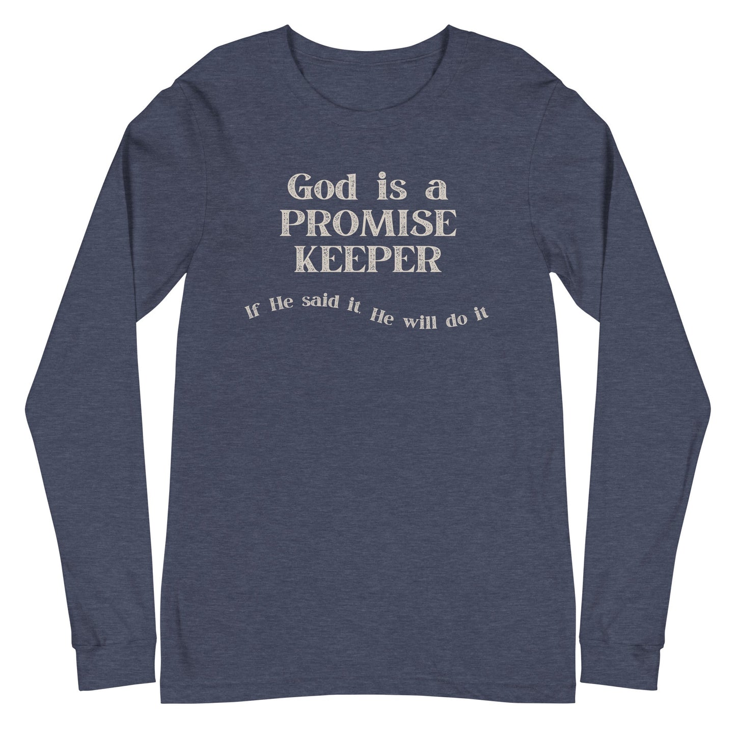 Promise Keeper Long Sleeve-Heather Navy-XS-Perfect Love Designs