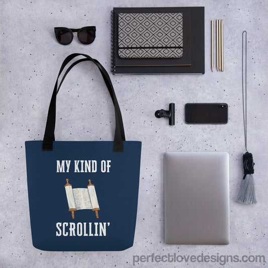Scrollin' Tote Bag-Perfect Love Designs