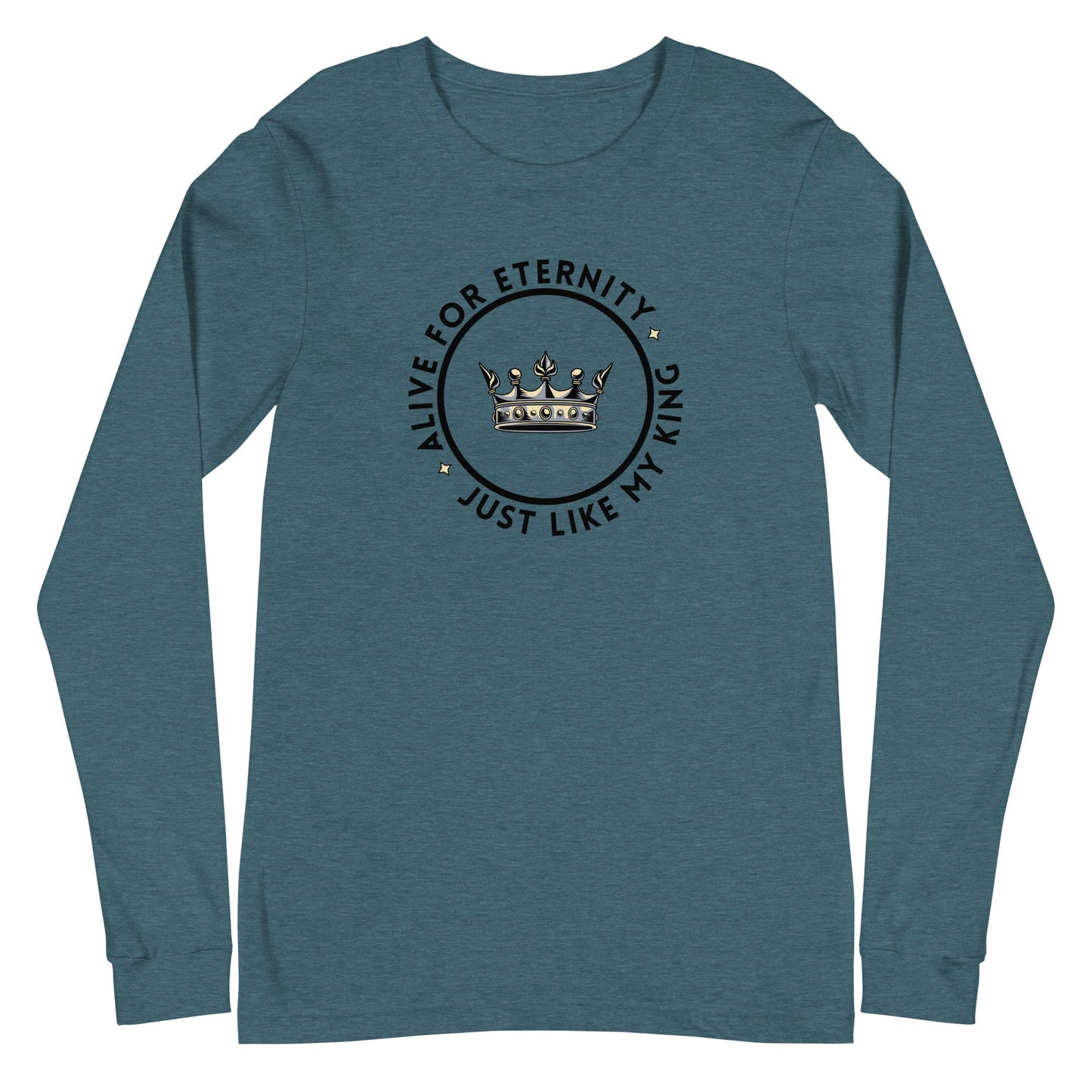 Alive for Eternity Long Sleeve-Heather Deep Teal-Perfect Love Designs