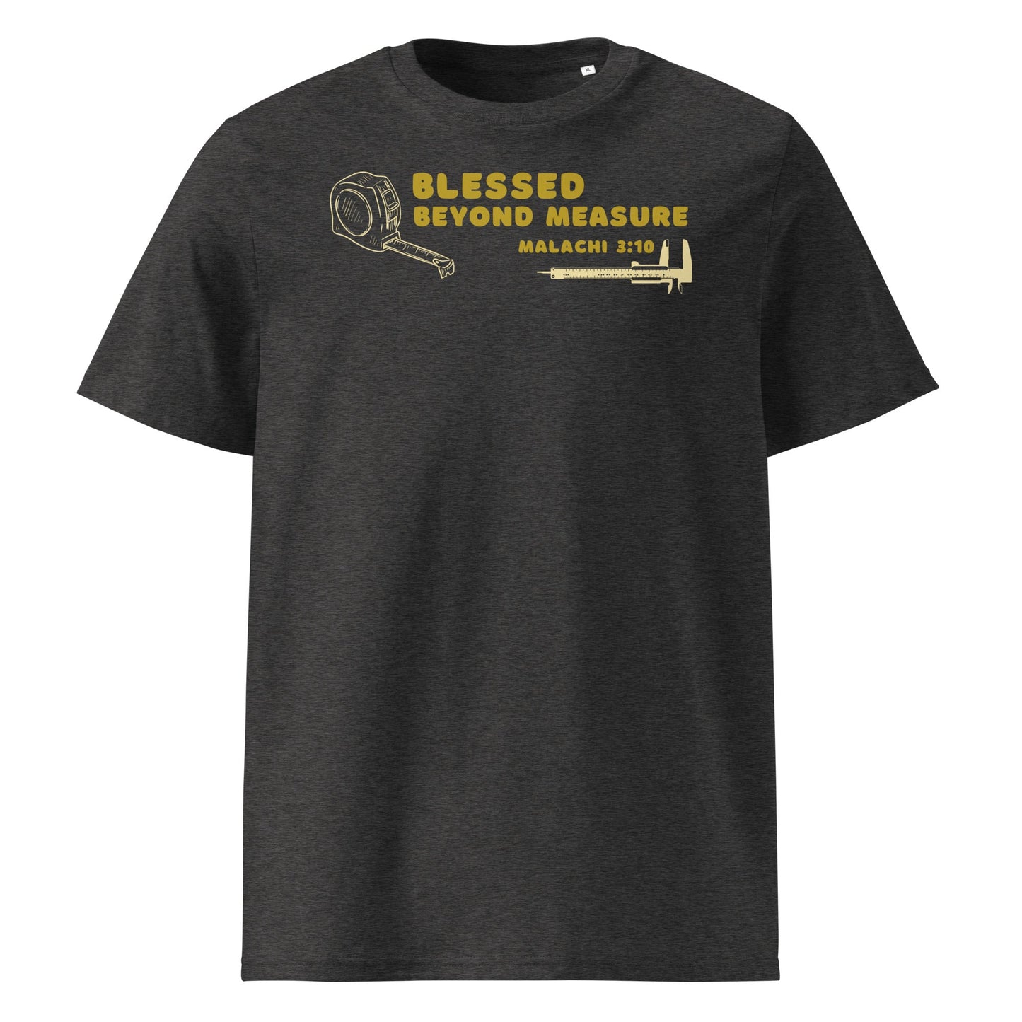 Blessed Beyond Measure "Builder" 100% Organic Cotton T-Shirt-Dark Heather Grey-S-Perfect Love Designs