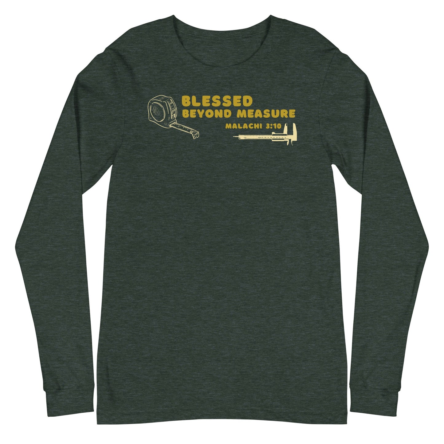 Blessed Beyond Measure "Builder" Long Sleeve-Heather Forest-XS-Perfect Love Designs