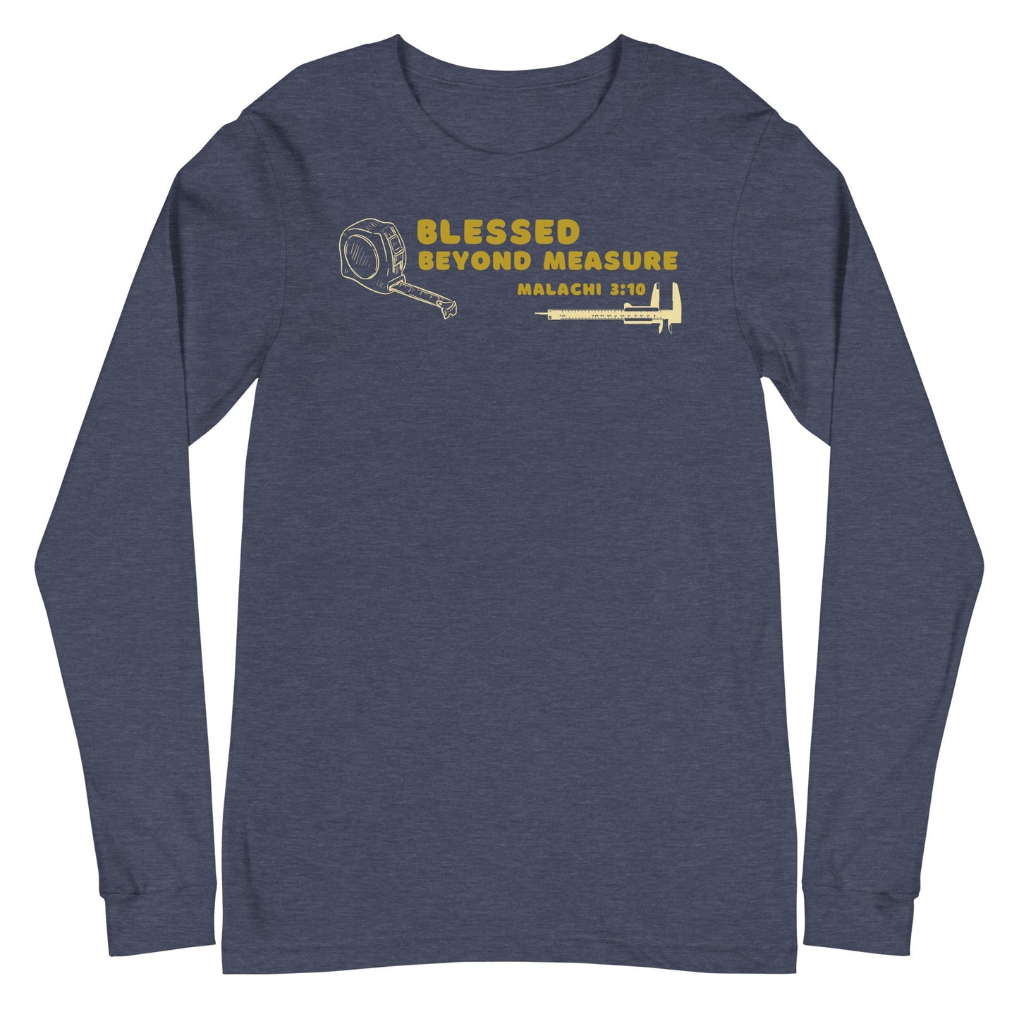 Blessed Beyond Measure "Builder" Long Sleeve-Heather Navy-XS-Perfect Love Designs