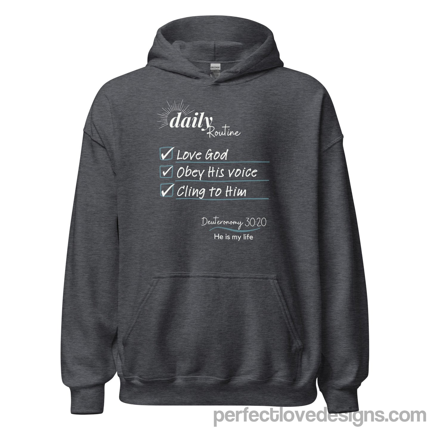Daily Routine Hoodie-Dark Heather-Perfect Love Designs
