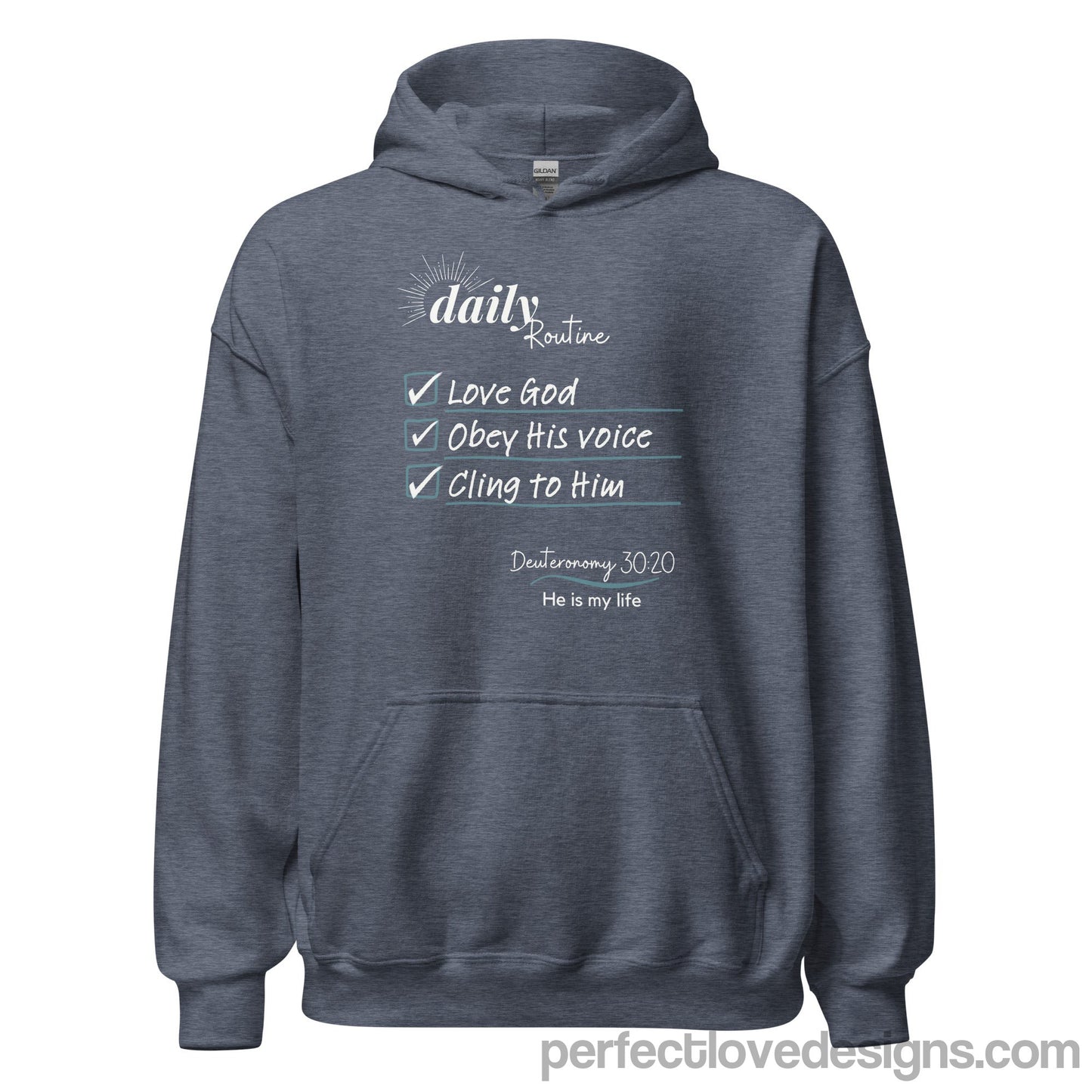 Daily Routine Hoodie-Heather Sport Dark Navy-Perfect Love Designs