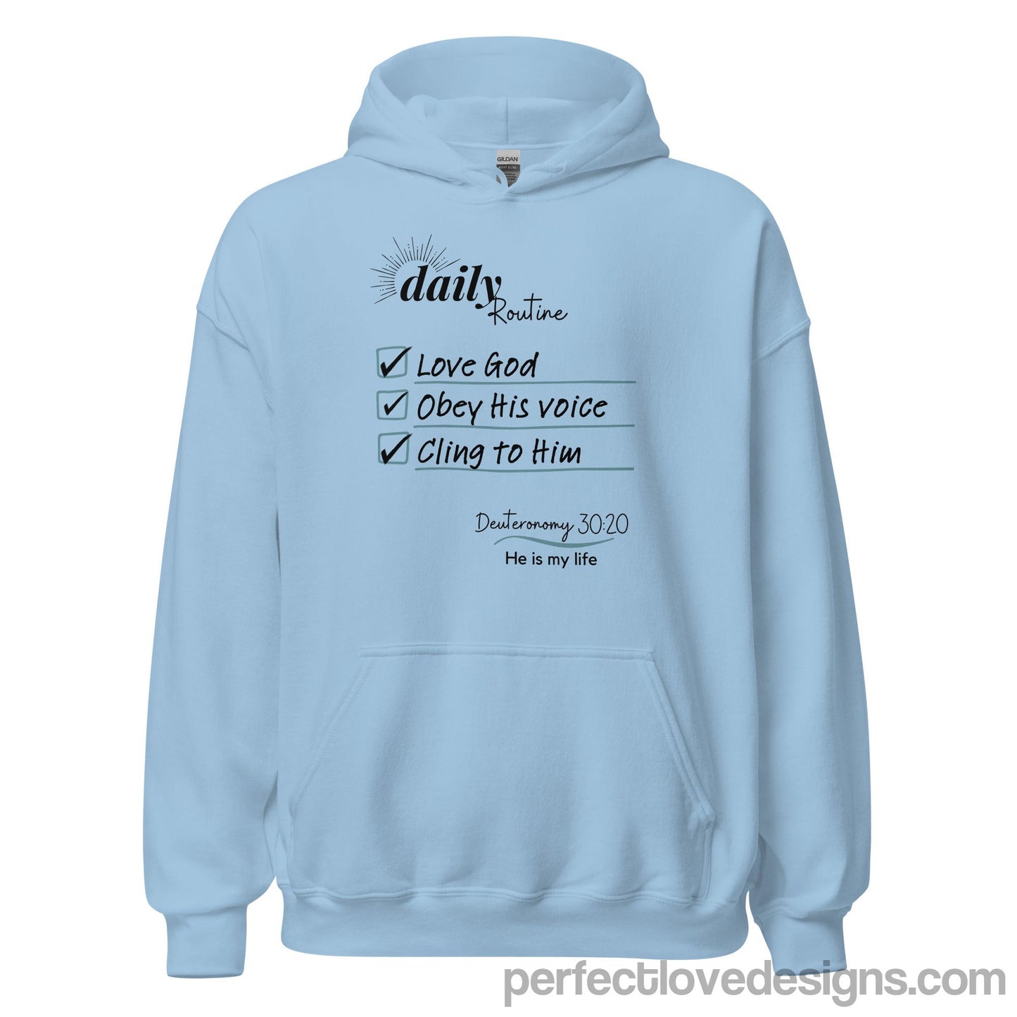 Daily Routine Hoodie-Light Blue-Perfect Love Designs