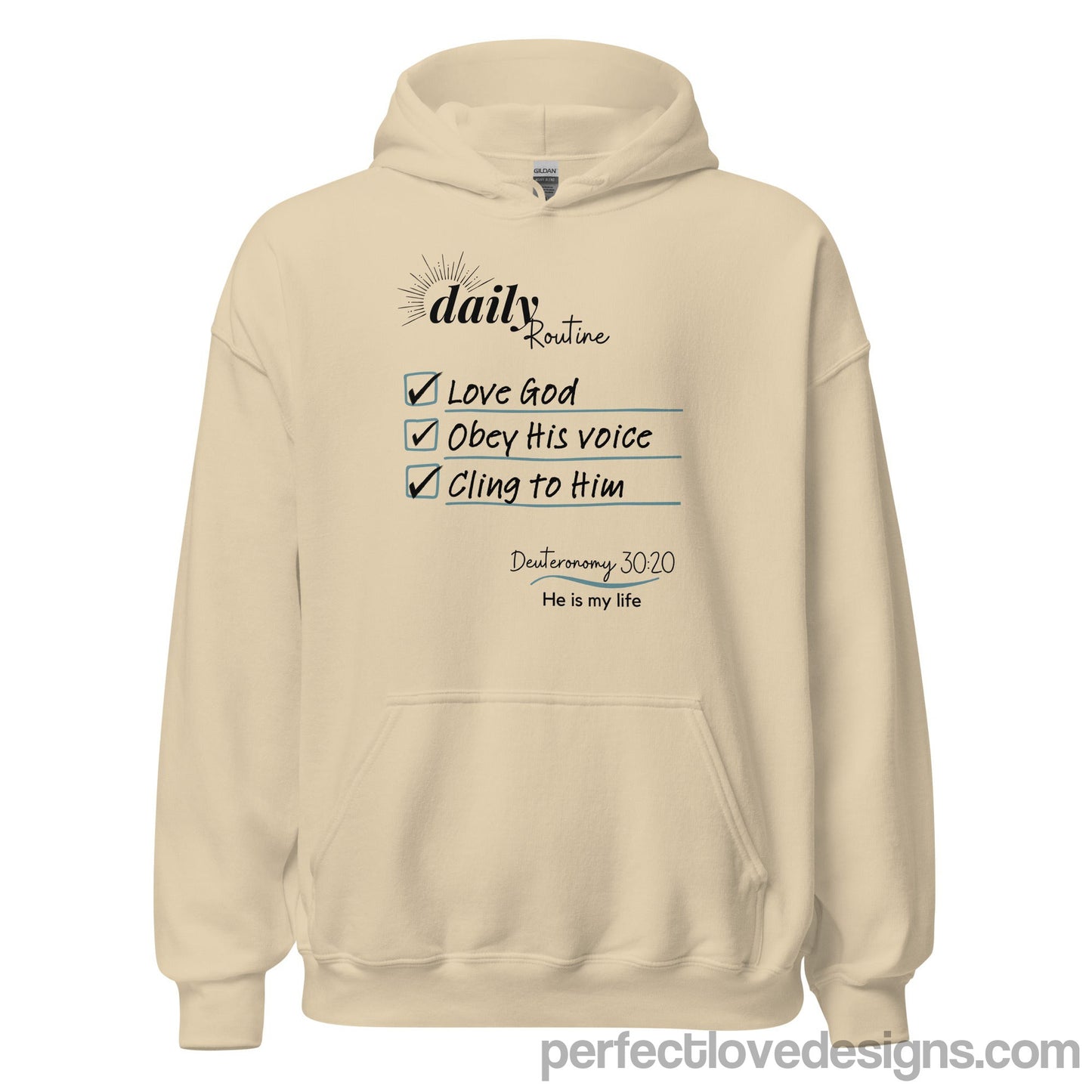 Daily Routine Hoodie-Sand-Perfect Love Designs