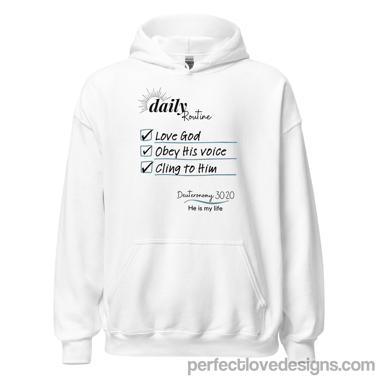 Daily Routine Hoodie-White-Perfect Love Designs