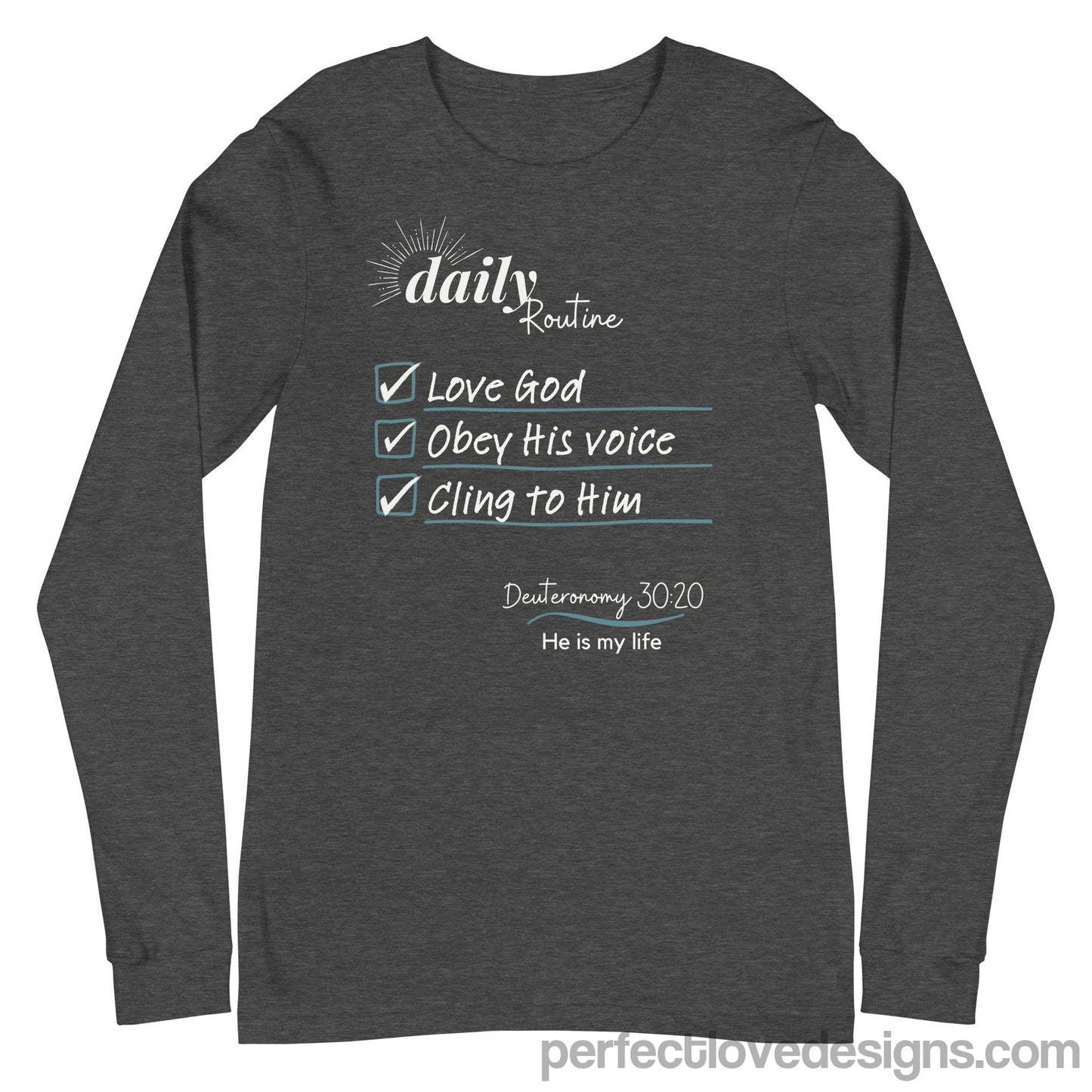 Daily Routine Long Sleeve-Dark Grey Heather-Perfect Love Designs