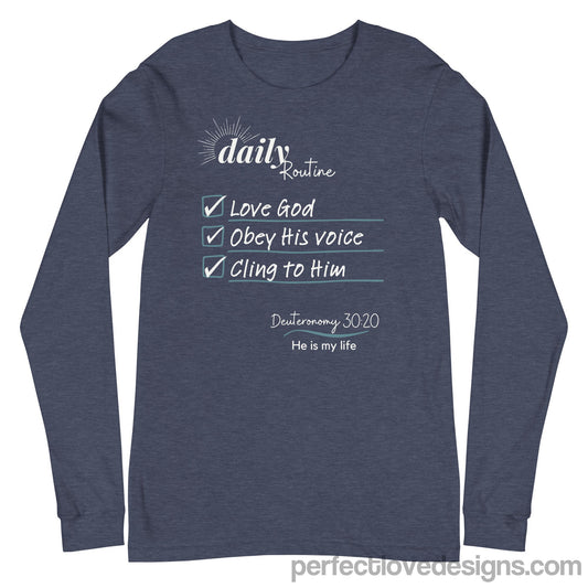 Daily Routine Long Sleeve-Heather Navy-Perfect Love Designs