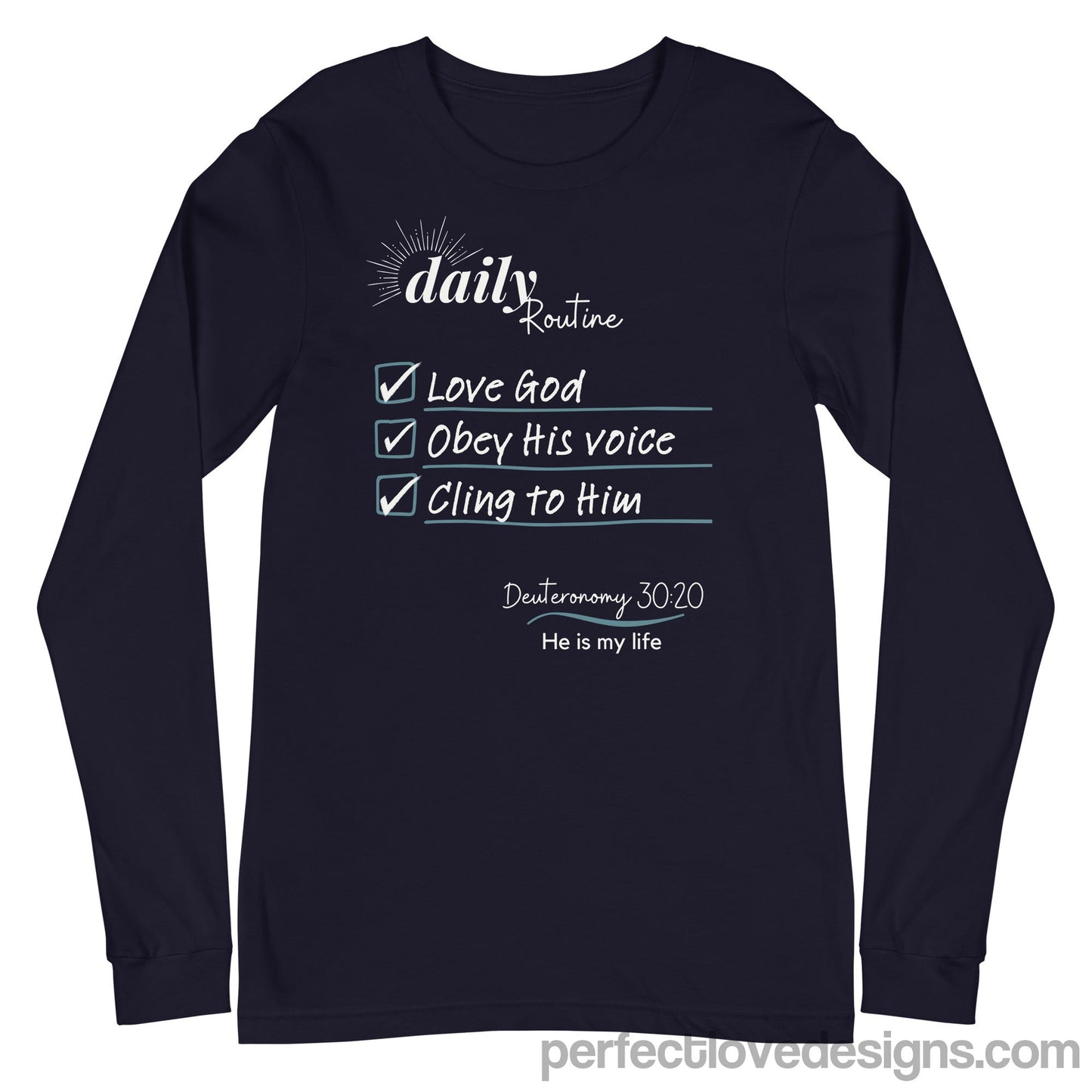 Daily Routine Long Sleeve-Navy-Perfect Love Designs