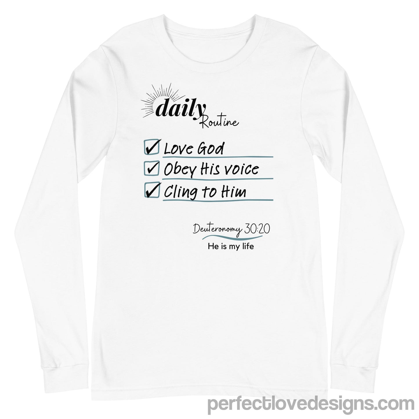 Daily Routine Long Sleeve shirt-White-Perfect Love Designs