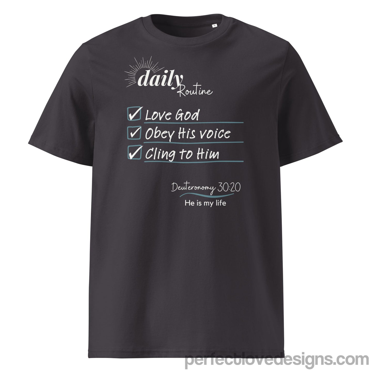 Daily Routine 100% Organic Cotton T-Shirt-Anthracite-Perfect Love Designs