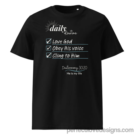 Daily Routine 100% Organic Cotton T-Shirt-Black-Perfect Love Designs