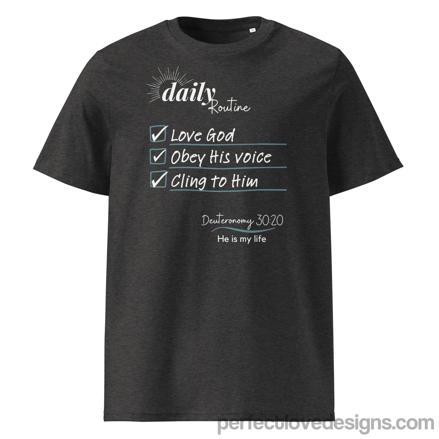 Daily Routine 100% Organic Cotton T-Shirt-Dark Heather Grey-Perfect Love Designs