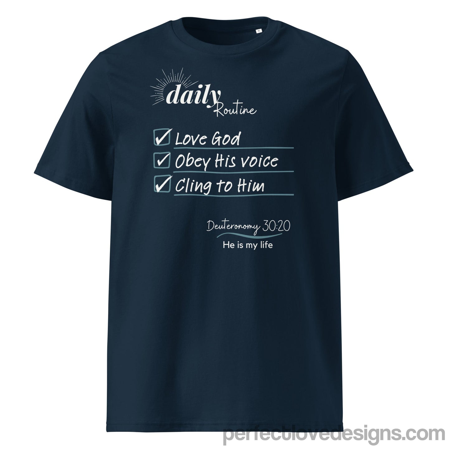 Daily Routine 100% Organic Cotton T-Shirt-French Navy-Perfect Love Designs