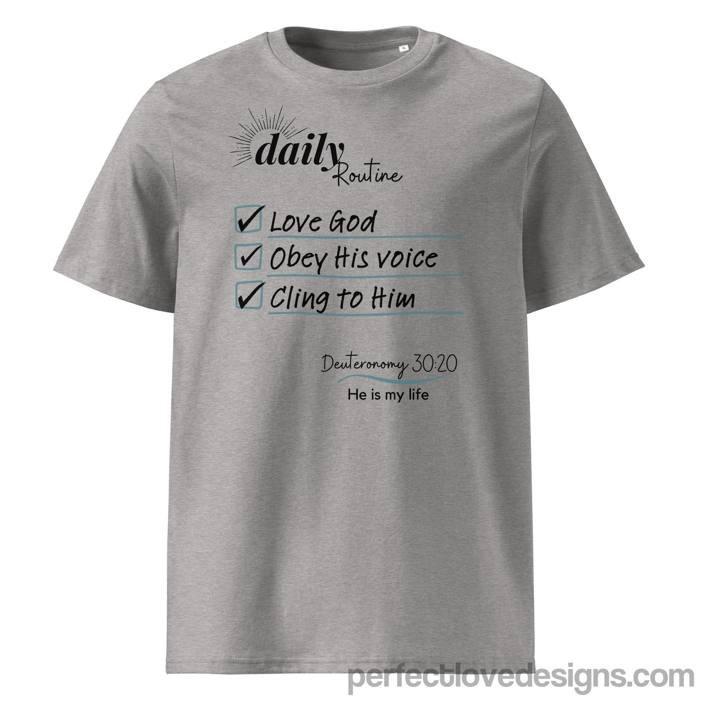 Daily Routine 100% Organic Cotton T-Shirt-Heather Grey-Perfect Love Designs