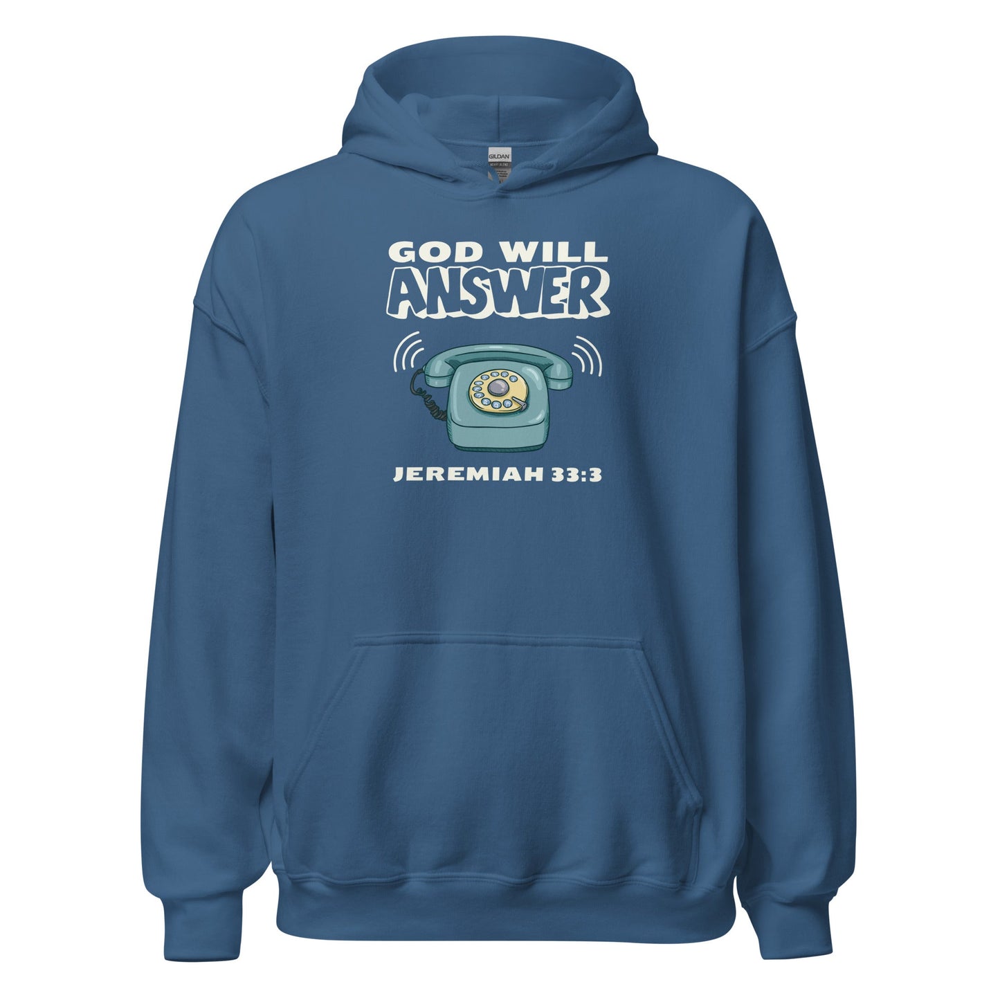 God Will Answer Hoodie-Indigo Blue-S-Perfect Love Designs