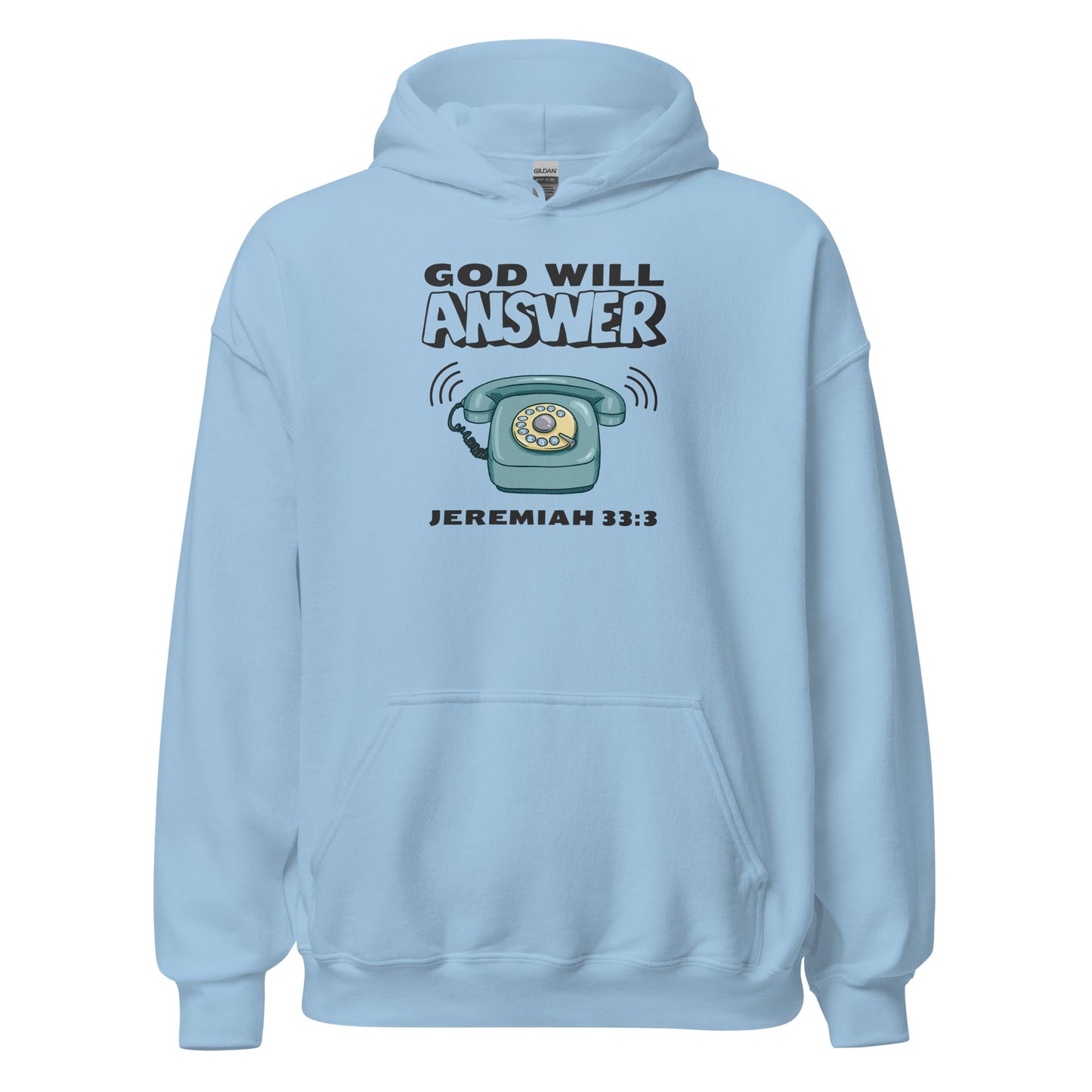 God Will Answer Hoodie-Light Blue-S-Perfect Love Designs
