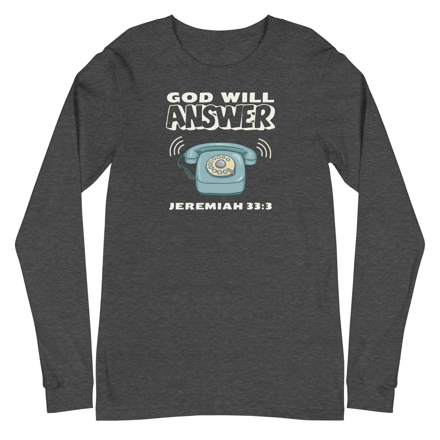 God Will Answer Long Sleeve-Dark Grey Heather-XS-Perfect Love Designs