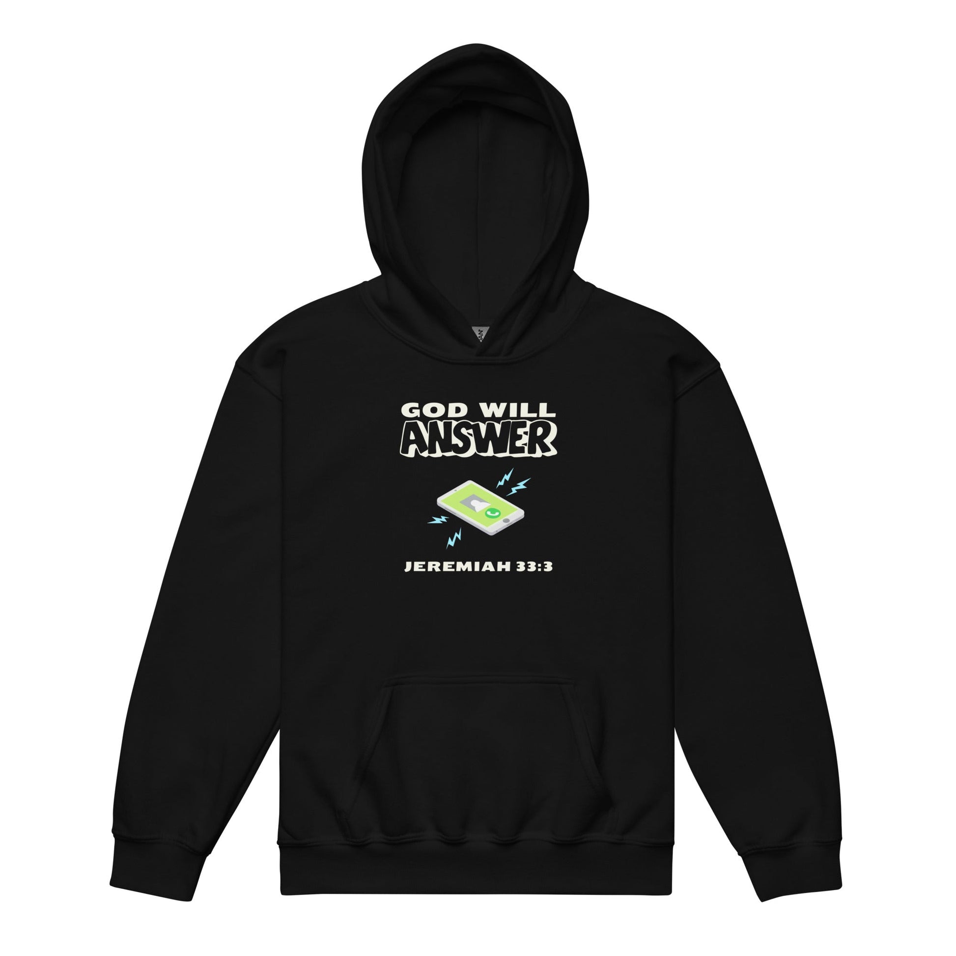 God Will Answer Youth Hoodie-Black-XS-Perfect Love Designs