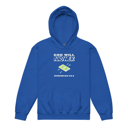 God Will Answer Youth Hoodie-Royal-XS-Perfect Love Designs