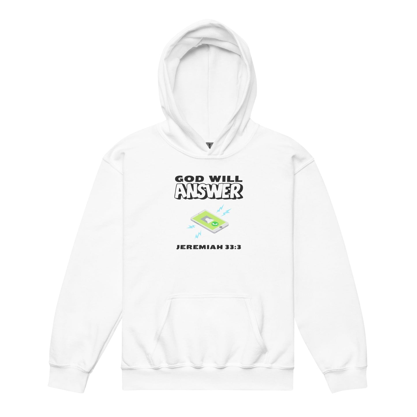 God Will Answer Youth Hoodie-White-XS-Perfect Love Designs