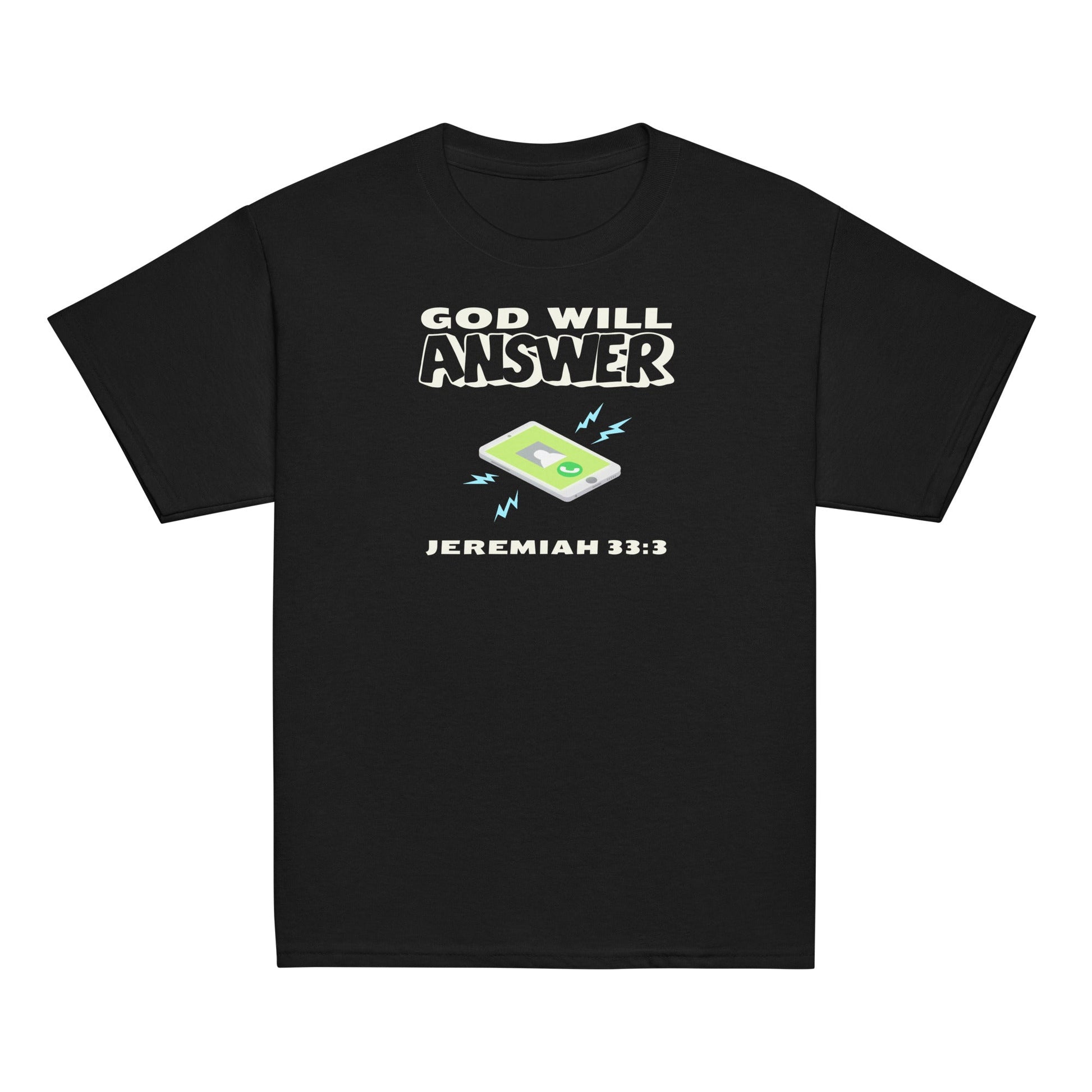 God Will Answer Youth T-Shirt-Black-XS-Perfect Love Designs