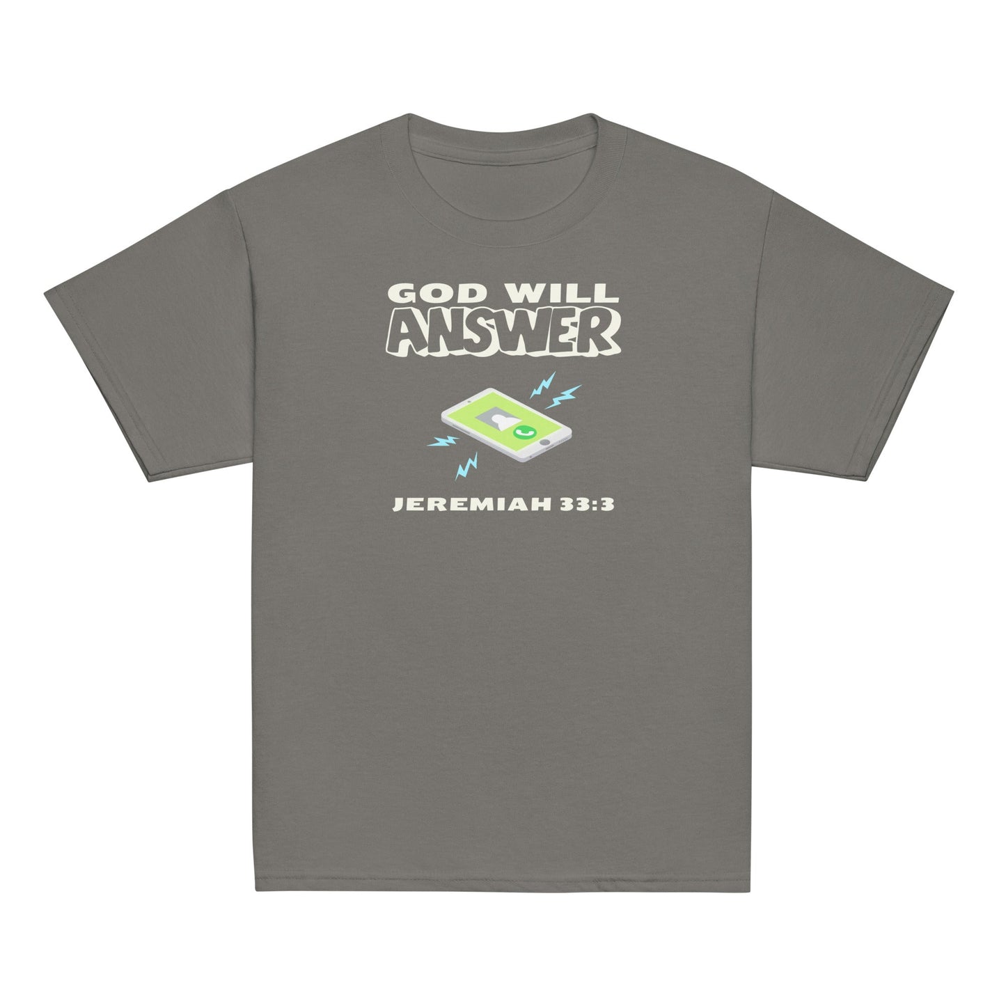 God Will Answer Youth T-Shirt-Charcoal-XS-Perfect Love Designs