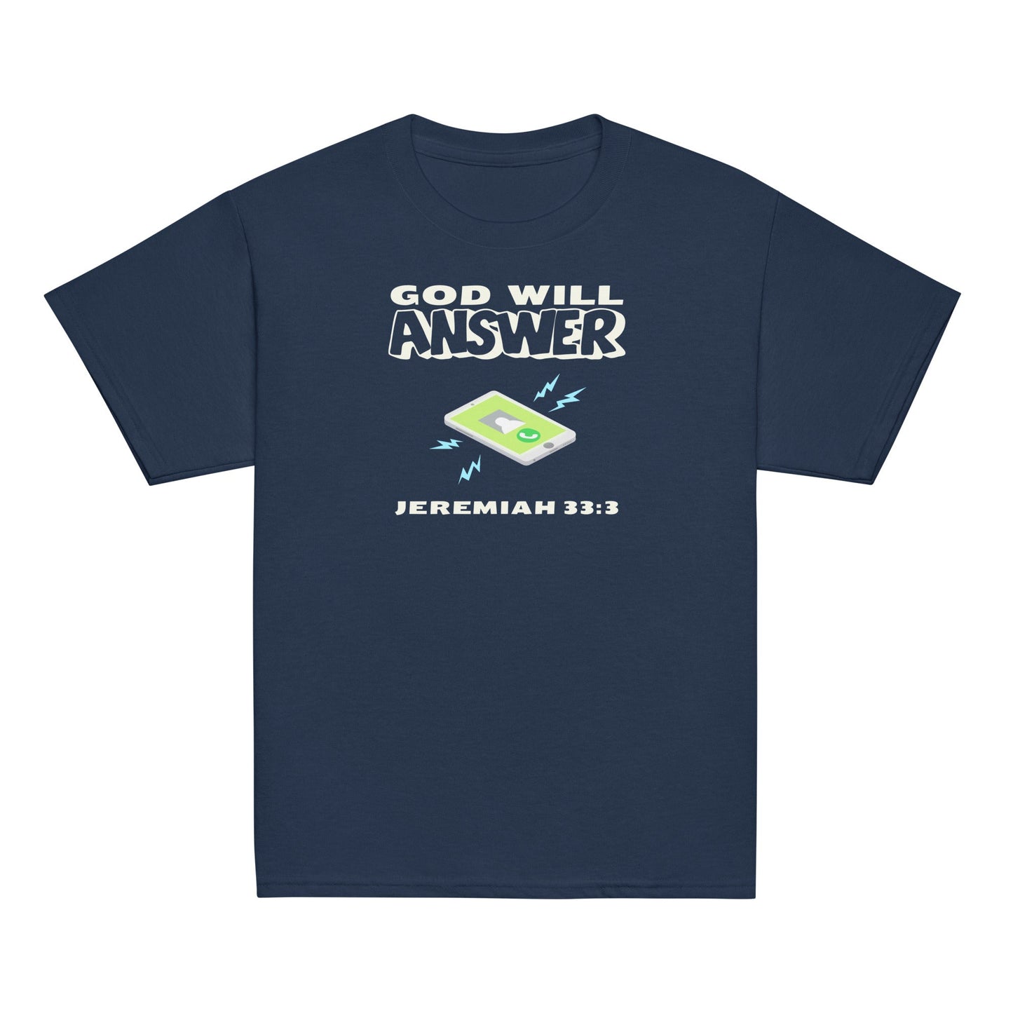 God Will Answer Youth T-Shirt-Navy-XS-Perfect Love Designs