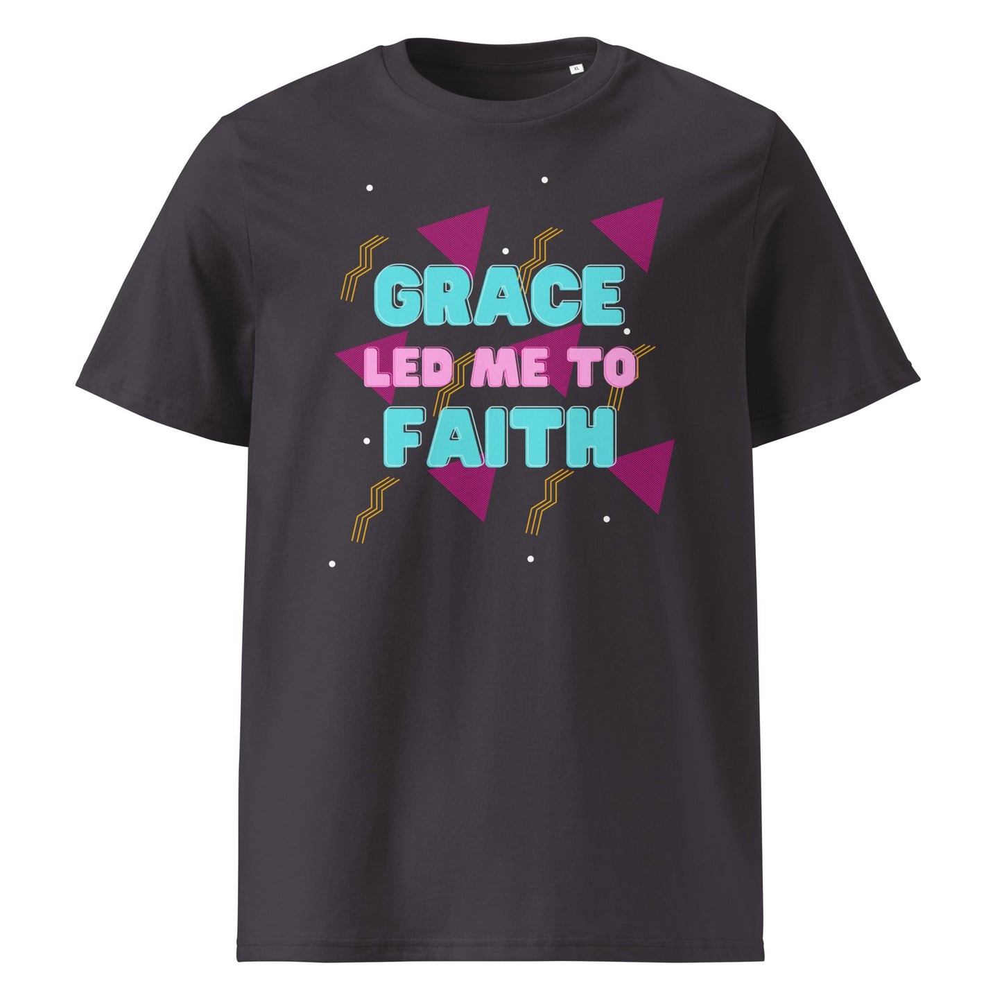 Grace Led Me to Faith 100% Organic Cotton T-Shirt-Anthracite-S-Perfect Love Designs