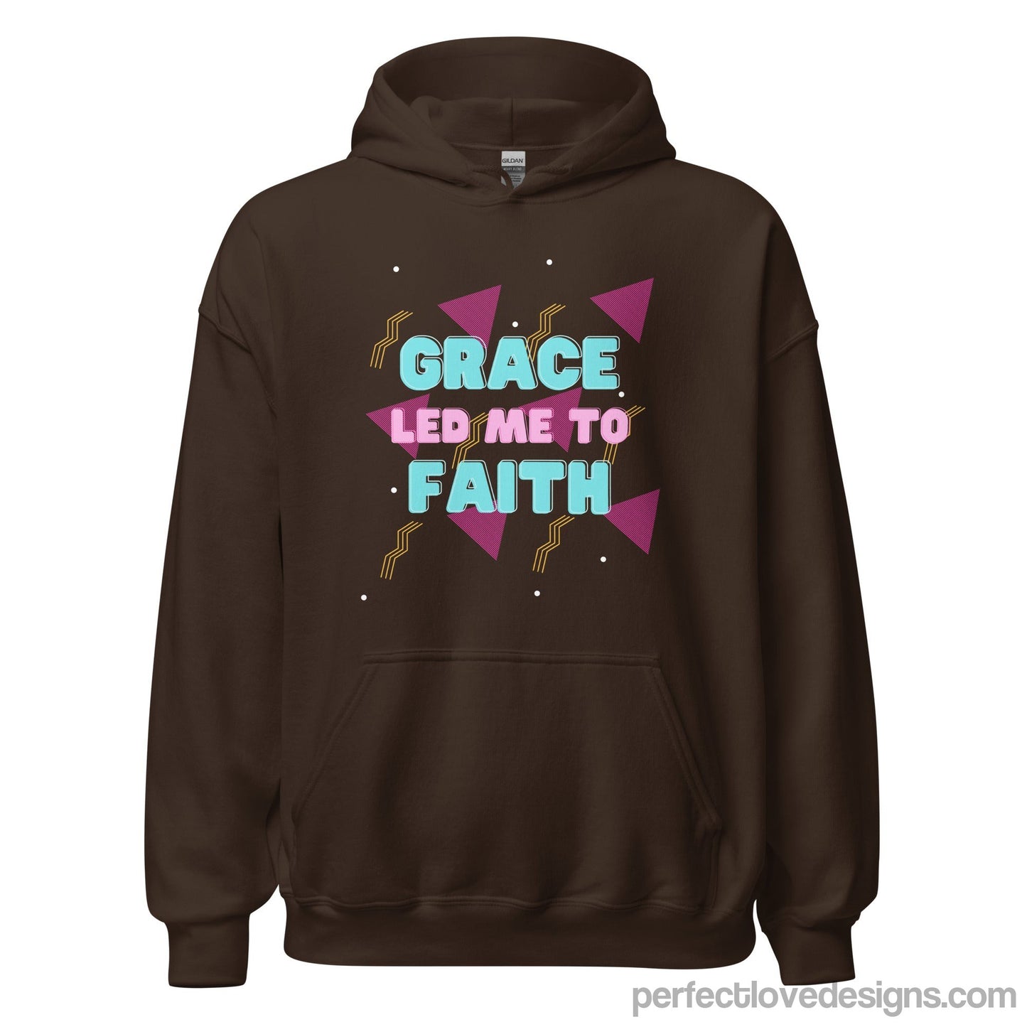 Grace Led Me to Faith Hoodie-Dark Chocolate-S-Perfect Love Designs