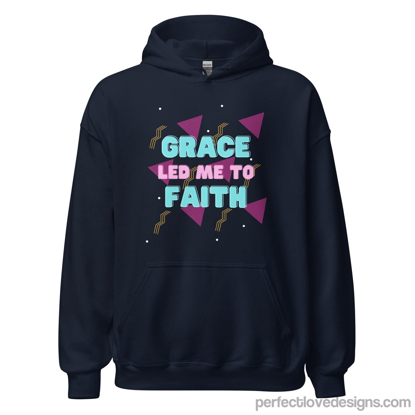 Grace Led Me to Faith Hoodie-Navy-S-Perfect Love Designs