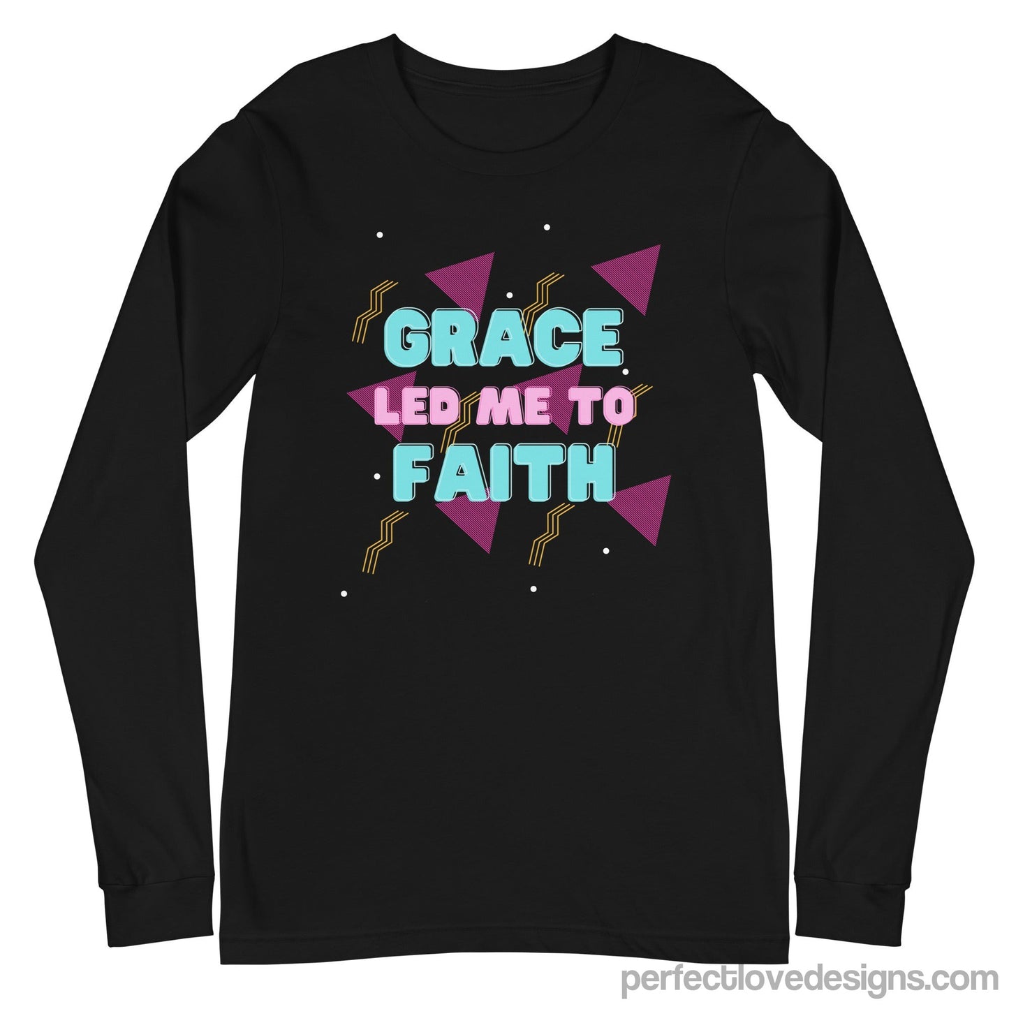 Grace Led Me to Faith Long Sleeve-Black-XS-Perfect Love Designs