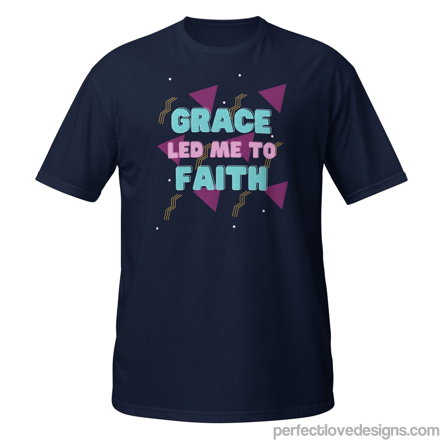 Grace Led Me to Faith T-Shirt-Navy-S-Perfect Love Designs