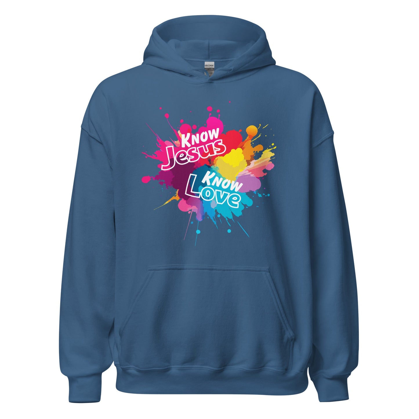 Know Jesus Hoodie-Indigo Blue-S-Perfect Love Designs