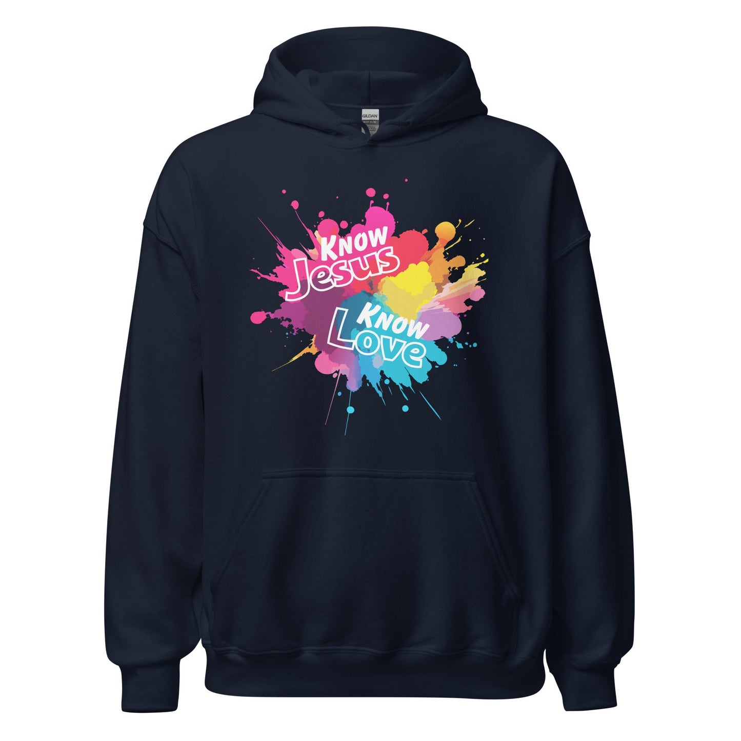 Know Jesus Hoodie-Navy-S-Perfect Love Designs