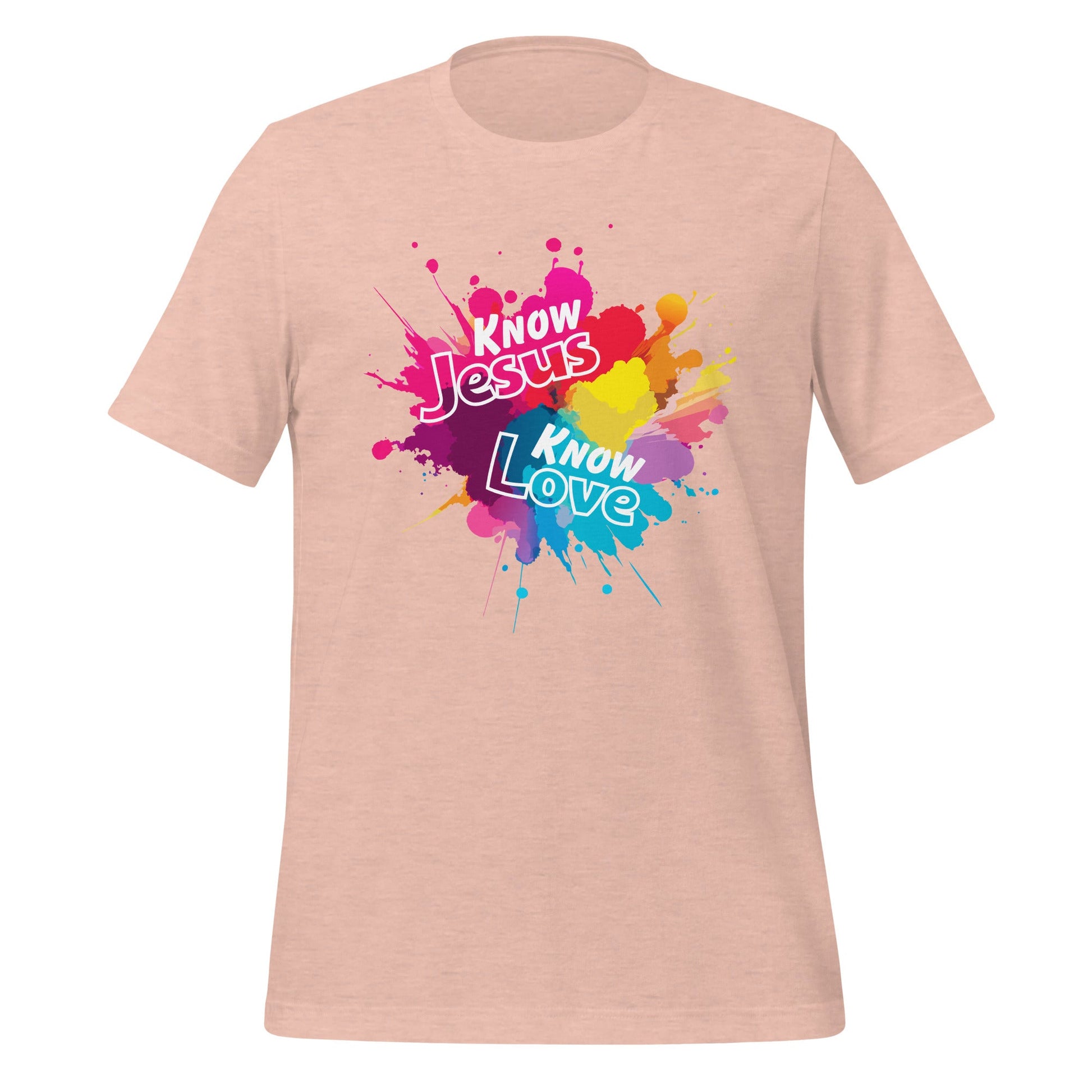 Know Jesus Know Love T-Shirt-Heather Prism Peach-Perfect Love Designs