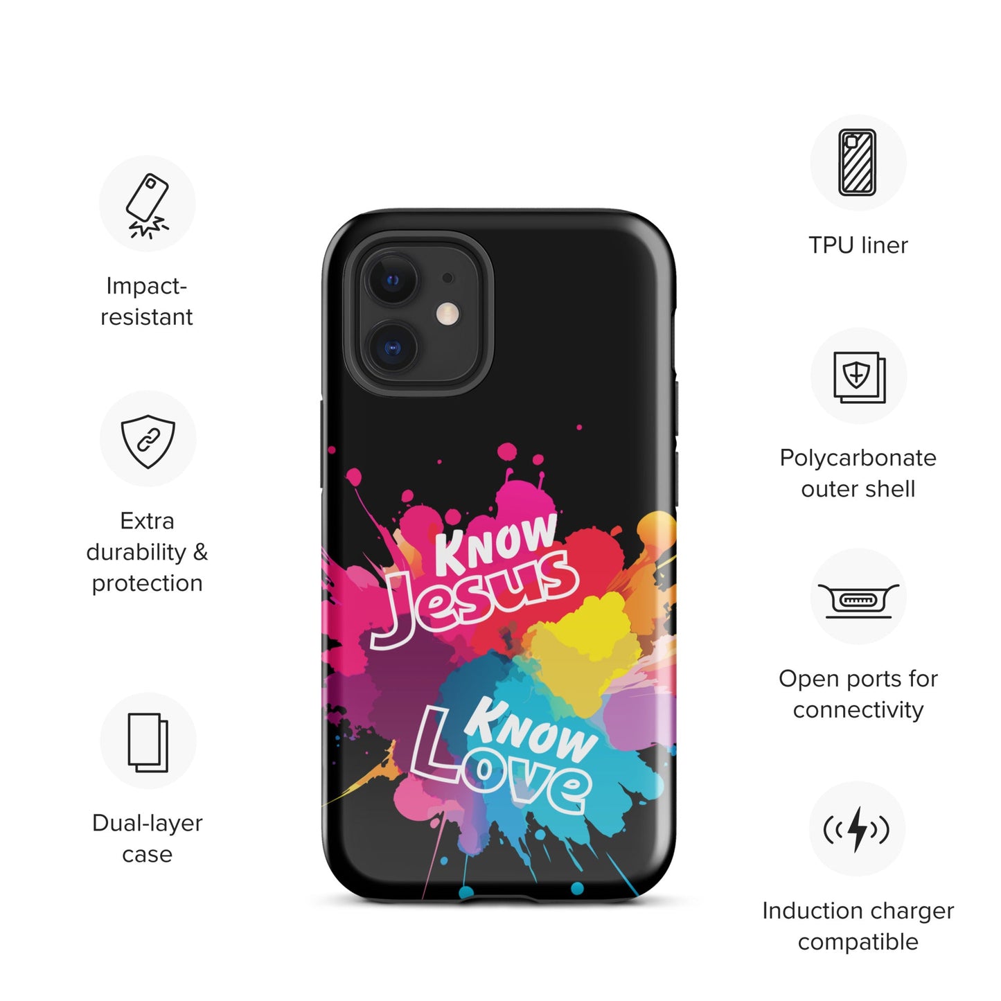 Know Jesus Tough Case for iPhone®-Glossy-iPhone 12 mini-Perfect Love Designs