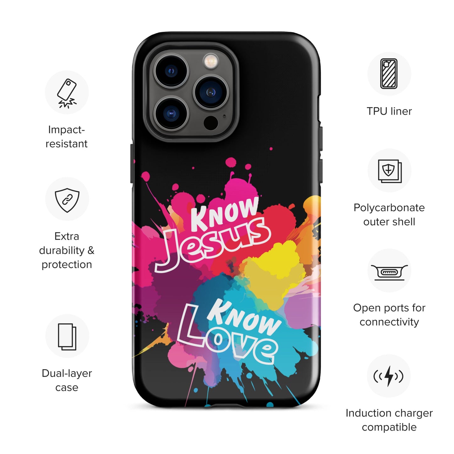 Know Jesus Tough Case for iPhone®-Glossy-iPhone 14 Pro Max-Perfect Love Designs