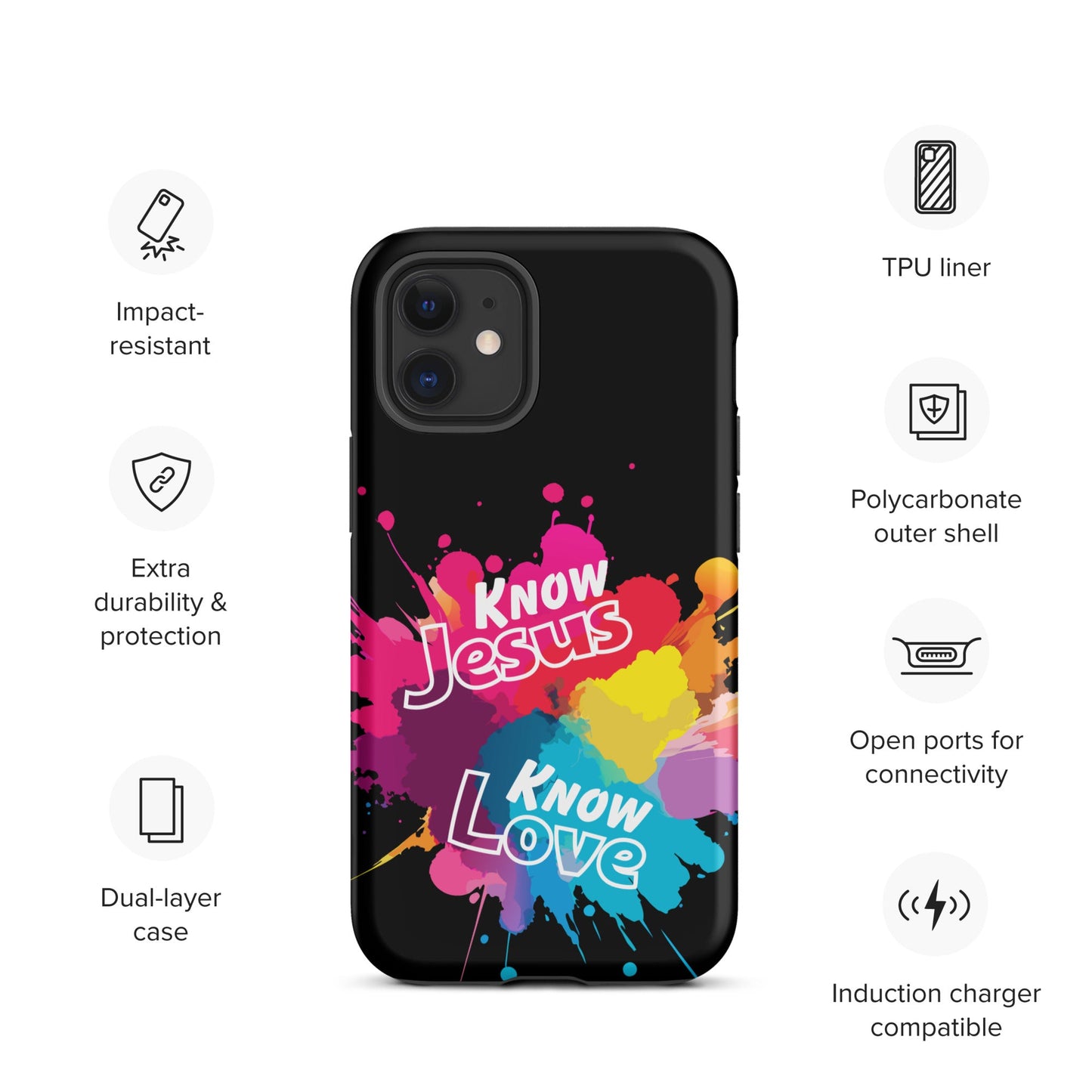 Know Jesus Tough Case for iPhone®-Matte-iPhone 12 mini-Perfect Love Designs