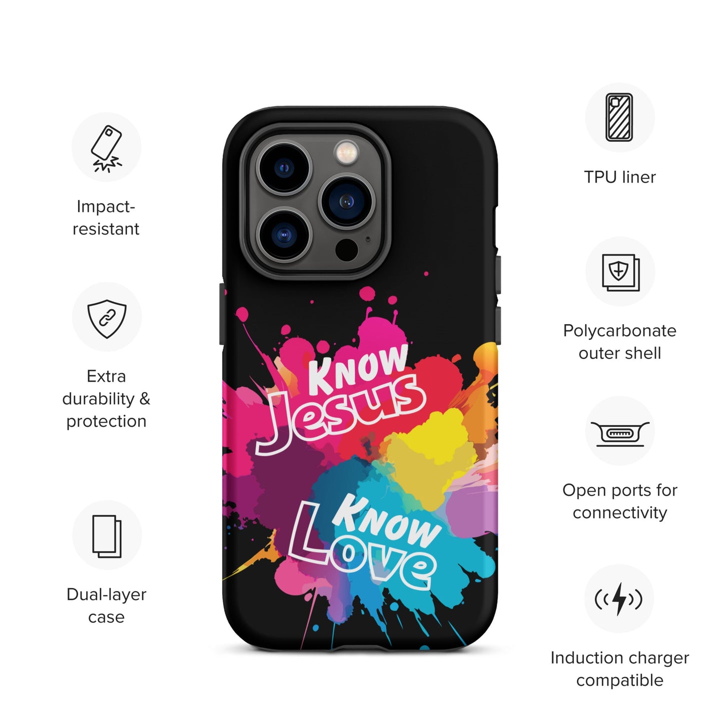 Know Jesus Tough Case for iPhone®-Matte-iPhone 14 Pro-Perfect Love Designs