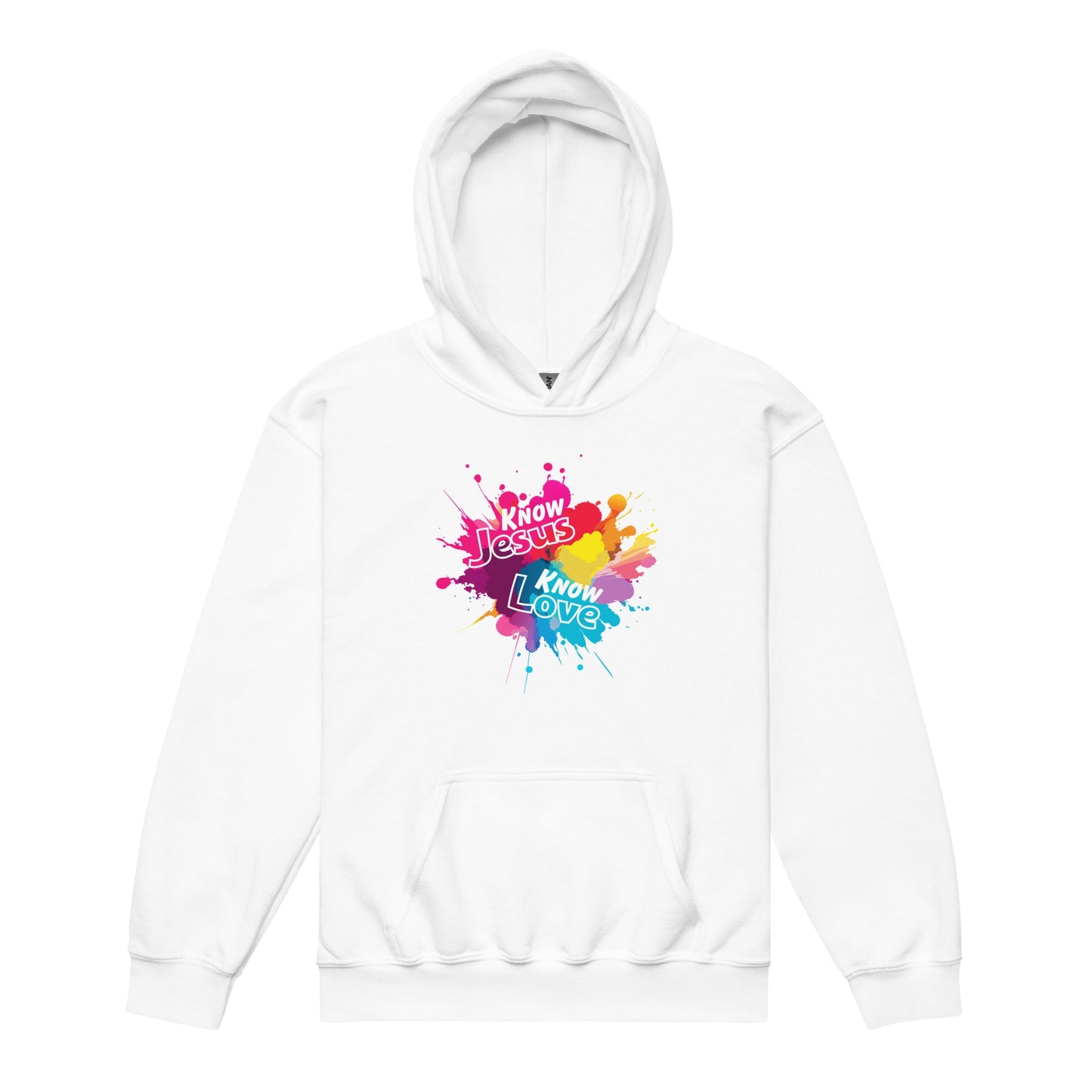Know Jesus Know Love Youth Hoodie-White-Perfect Love Designs