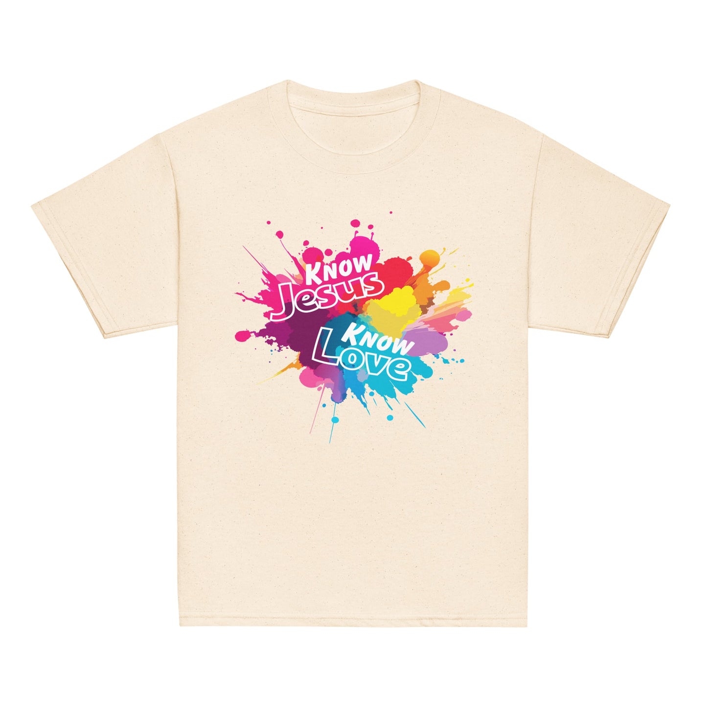 Know Jesus Know Love Youth T-Shirt-Natural-Perfect Love Designs