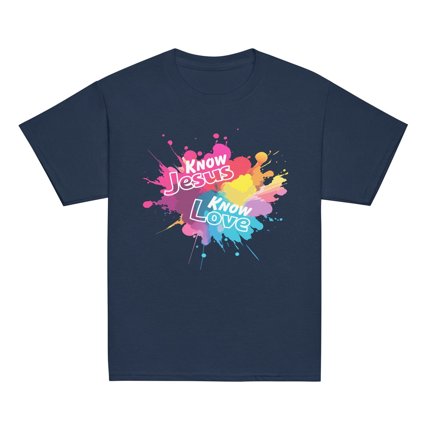 Know Jesus Know Love Youth T-Shirt-Navy-Perfect Love Designs