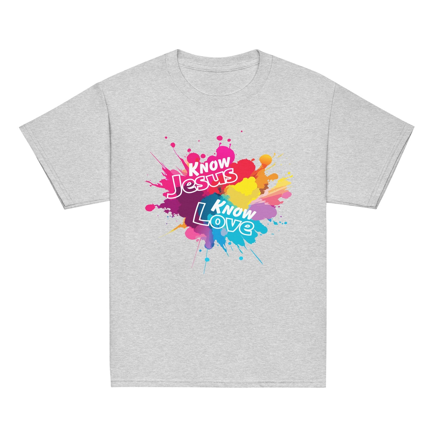 Know Jesus Know Love Youth T-Shirt-Sport Grey-Perfect Love Designs