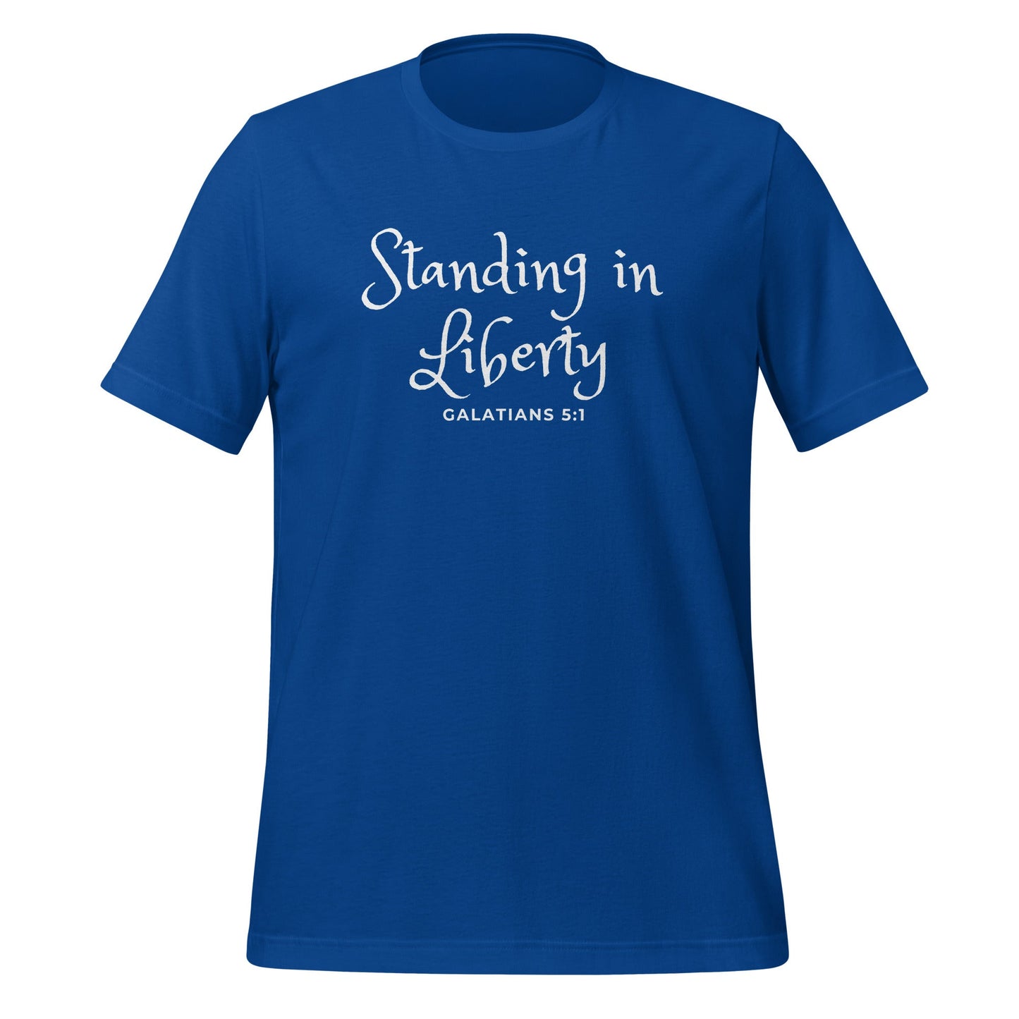 True royal blue Standing in Liberty T-Shirt (Made in the USA)-Perfect Love Designs