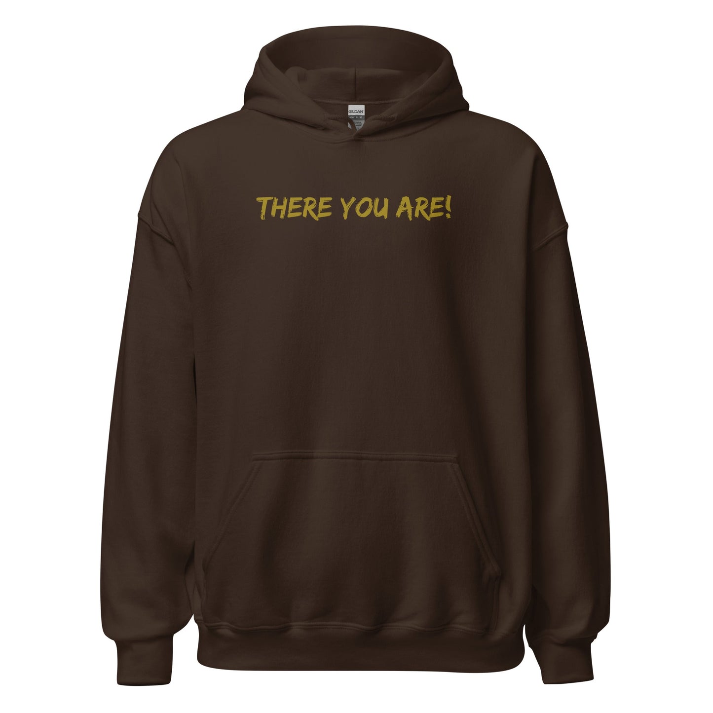 Lost Sheep Hoodie-Dark Chocolate-front with There You Are! printed text-Perfect Love Designs